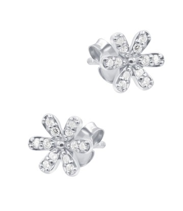 Beautiful Flower CZ Silver Stud Earring STS-6550